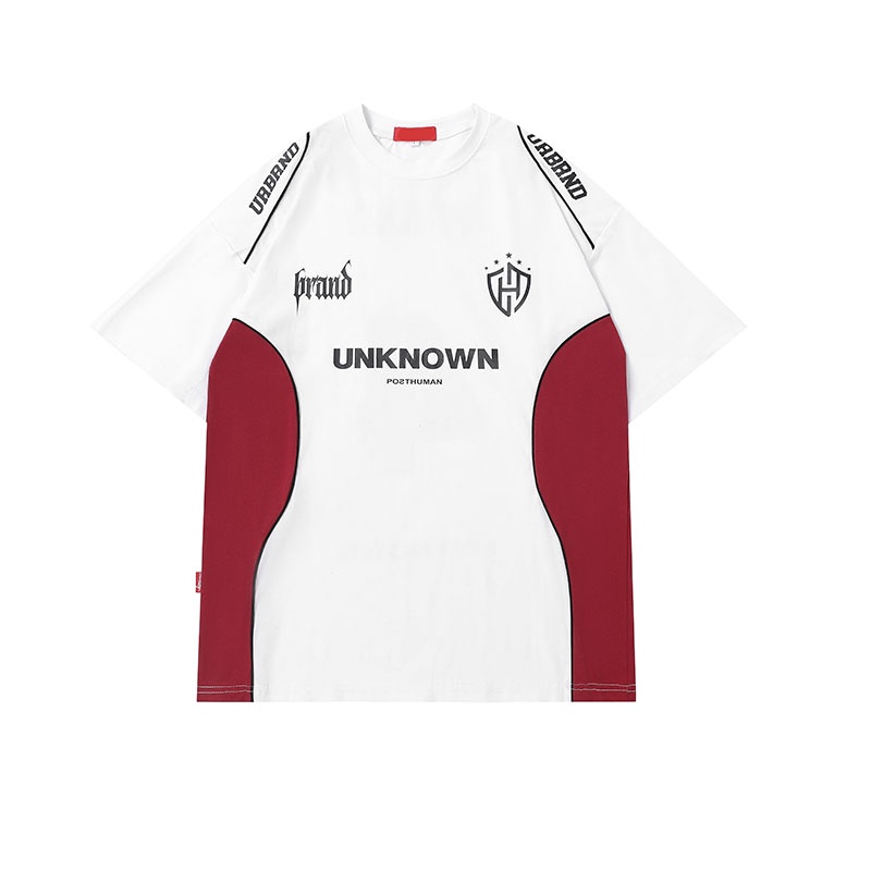 Áo Thun Thể Thao Tay Lỡ Dáng Rộng Màu Sắc Tương Phản Phong Cách Hip Hop Thời Trang Cho Nam