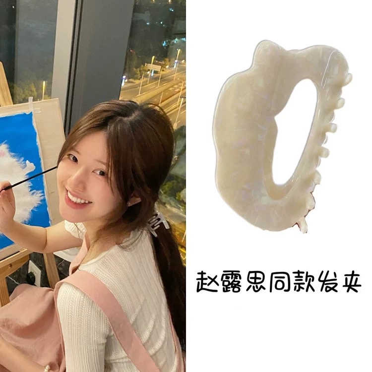 Kẹp Tóc Hình Cá Mập Đính Ngọc Trai Màu Trắng Thời Trang Cho Nữ