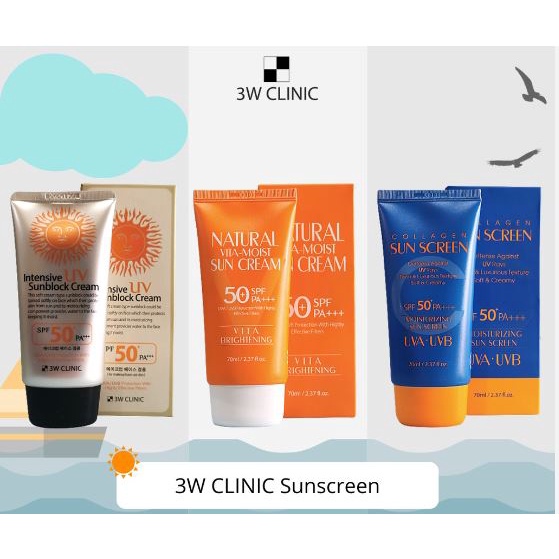Kem Chống Nắng 3W Clinic 70ml Giúp Dưỡng Ẩm Chuyên Sâu  SPF50 + PA + + + +