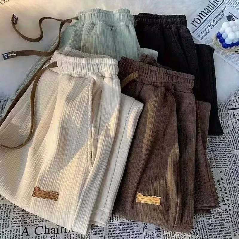 Quần Dài Dáng Suông Kẻ Sọc Bằng Lụa Lạnh Thoáng Khí Thời Trang Hàn Quốc Cho Nam quần dài trắng nam quần jogger hiphop quần đẹp quần vintage quần dài đen nam quần kaki nam baggy kaki