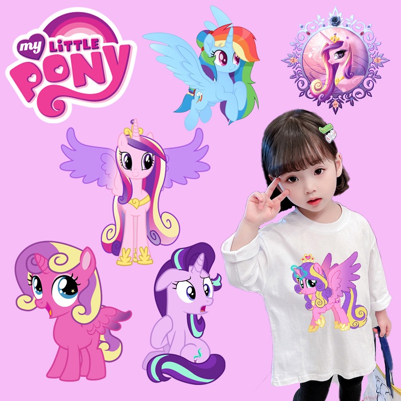 Miếng Dán Chuyển Nhiệt Hình My Little Pony Màu Cầu Vồng Dùng Trang Trí Quần Áo DIY Twilight