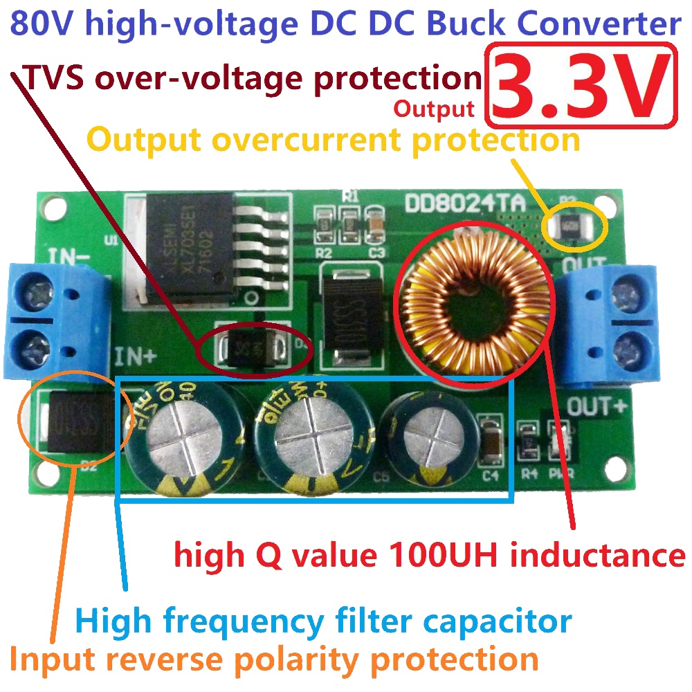 Mô Đun Hạ Áp 80V 72V 64V 60V 48V 36V 24V Sang 15V 12V 9V 6V 5V 3.3V
