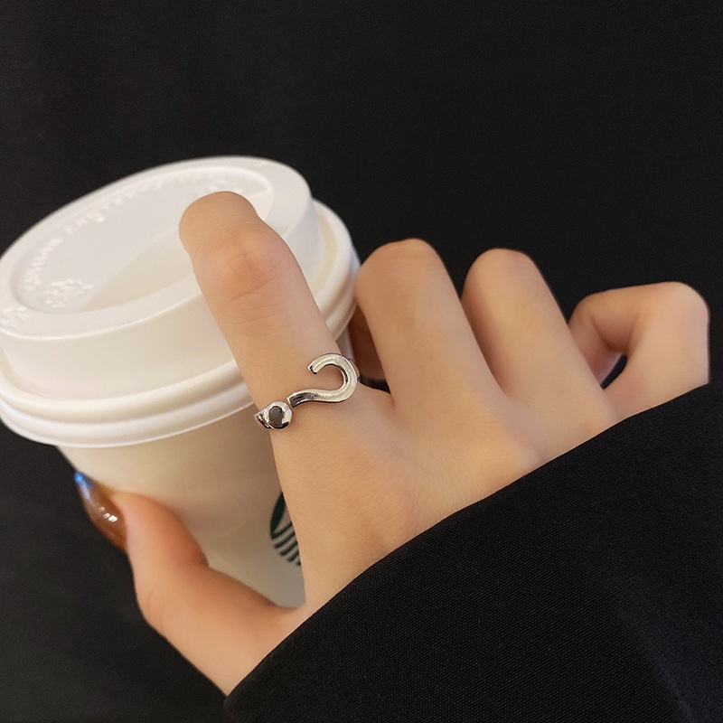 Nhẫn Hở Hình Dấu Chấm Hỏi Kiểu Hàn Quốc Dễ Thương Cho Nữ