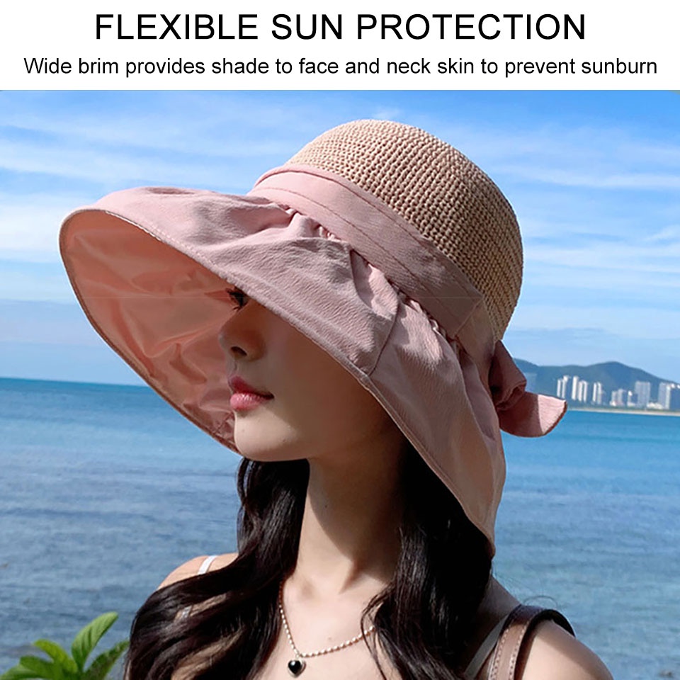 Mũ Tai Bèo Rộng Vành Che Nắng Thiết Kế Thắt Nơ Phong Cách Ngư Dân Mới Dành Cho Nữ