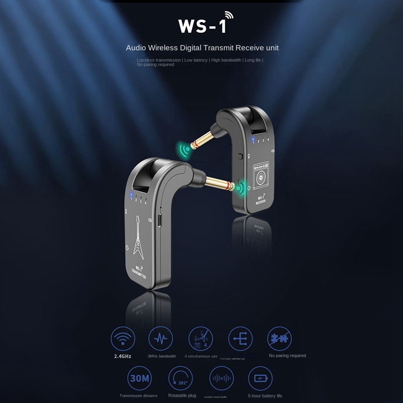 Hệ Thống Truyền Tín Hiệu Pin Lithium Không Dây 2.4G Sạc Được Cho Đàn Guitar Điện / Bass