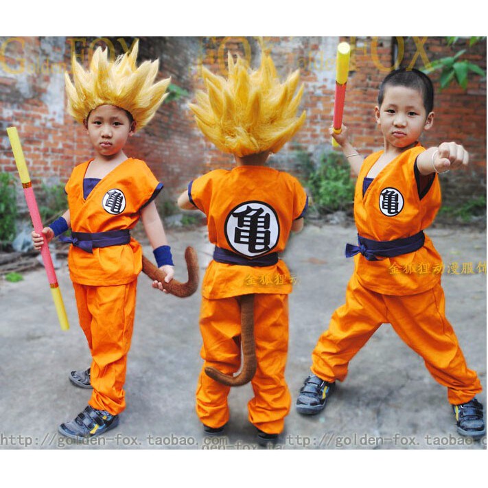 Y5JI Boys Suit Cartoon Dragon Ball Kongfu Cosplay Costume Halolween Chidren Games Party Suit Arm Guard Belt Tail For Kids