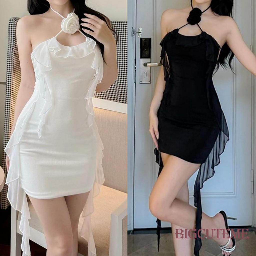 Đầm Sát Nách Màu Trơn Họa Tiết Hoa 3D Cho Nữ