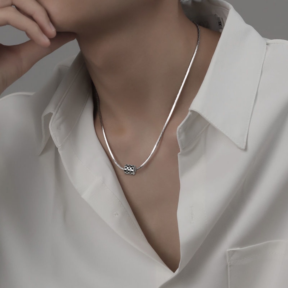 Vòng cổ Mặt Hình Bàn Cờ Phong Cách Hip Hop Thời Trang Hàn Quốc Cổ Điển Dành Cho Nam Nữ