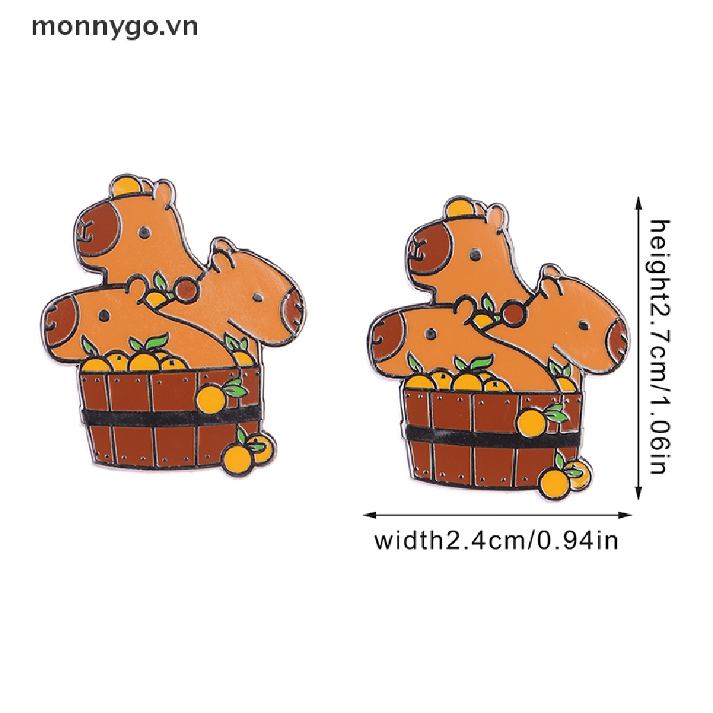 Huy Hiệu Cài Áo Hình Bồn Tắm Capybara Tráng Men Dễ Thương