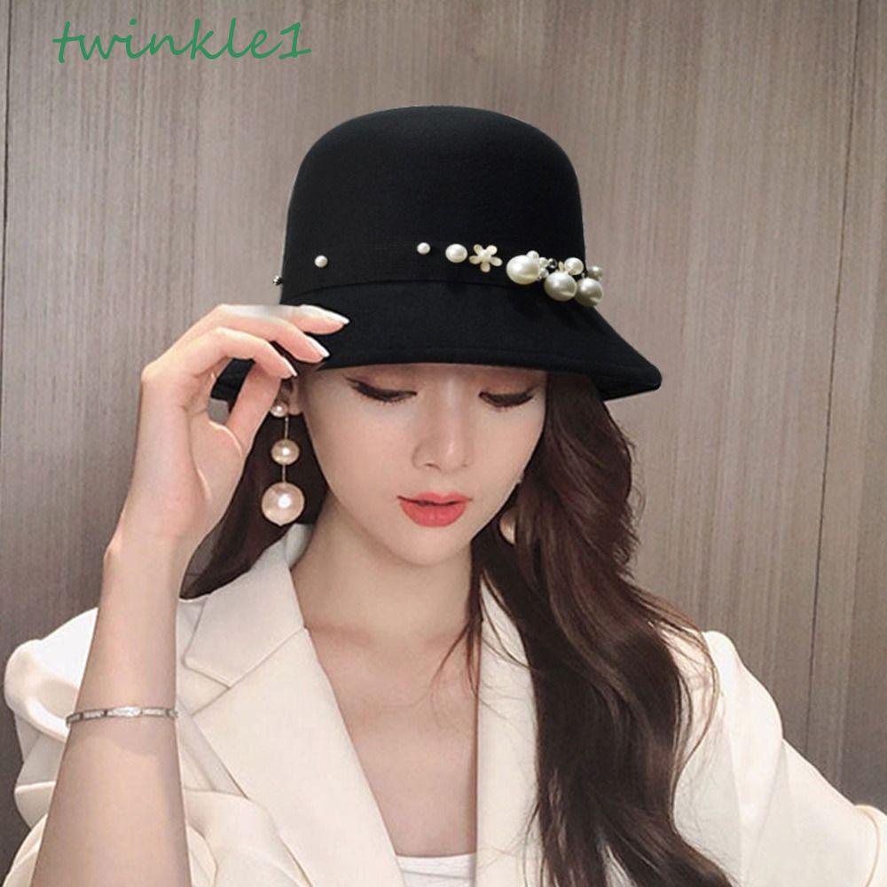 Mũ Fedora Vải Nỉ Vành Rộng Màu Trơn Sang Trọng Phong Cách Hàn Quốc Cho Nữ