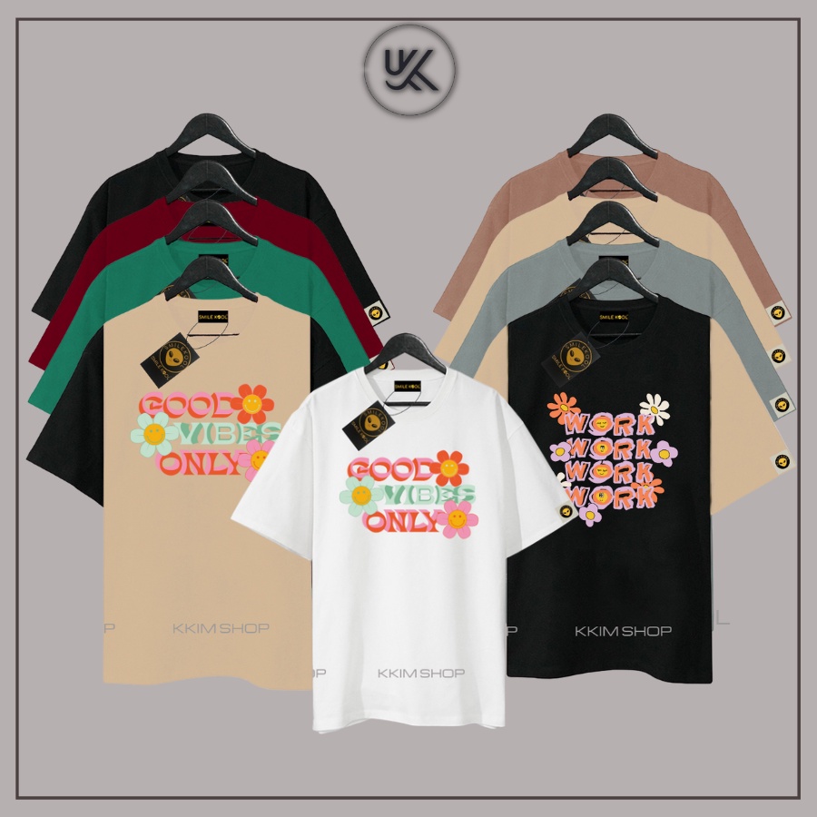 Áo Thun Tay Lỡ SMILE KOOL Phối Màu ,Form rộng oversize, unisex nam nữ, chất liệu vải thun Cotton