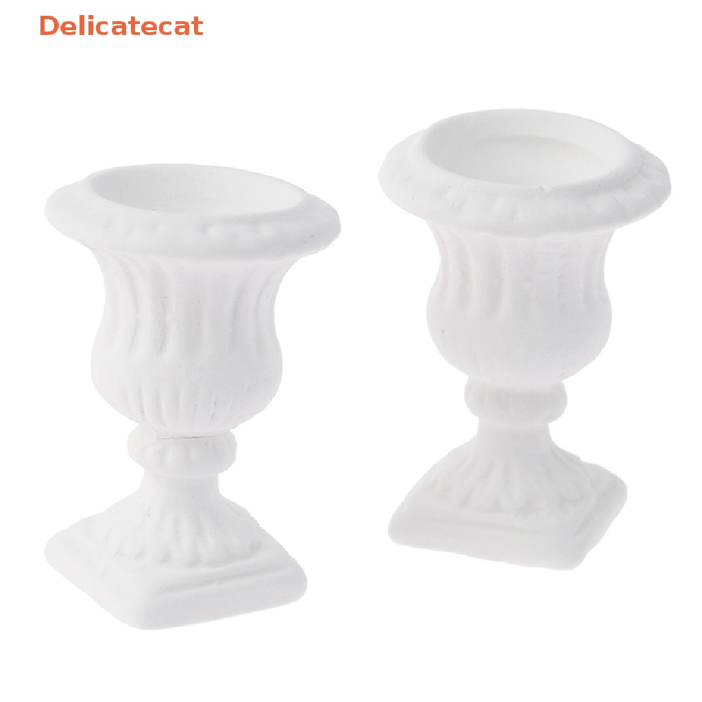 Bộ 2 Chậu Hoa Trắng Tỷ Lệ 1: 12 Dùng Trang Trí Nhà Búp Bê