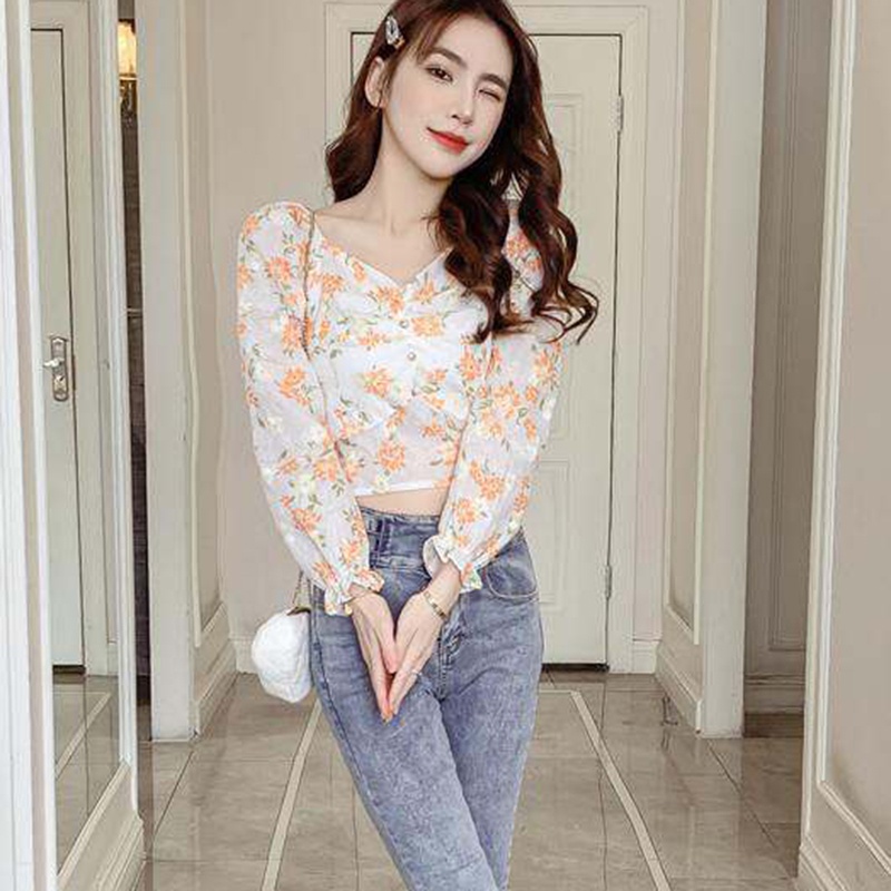 IELGY Áo Sơ Mi Tay Dài Cổ Chữ v Thời Trang Dành Cho Nữ