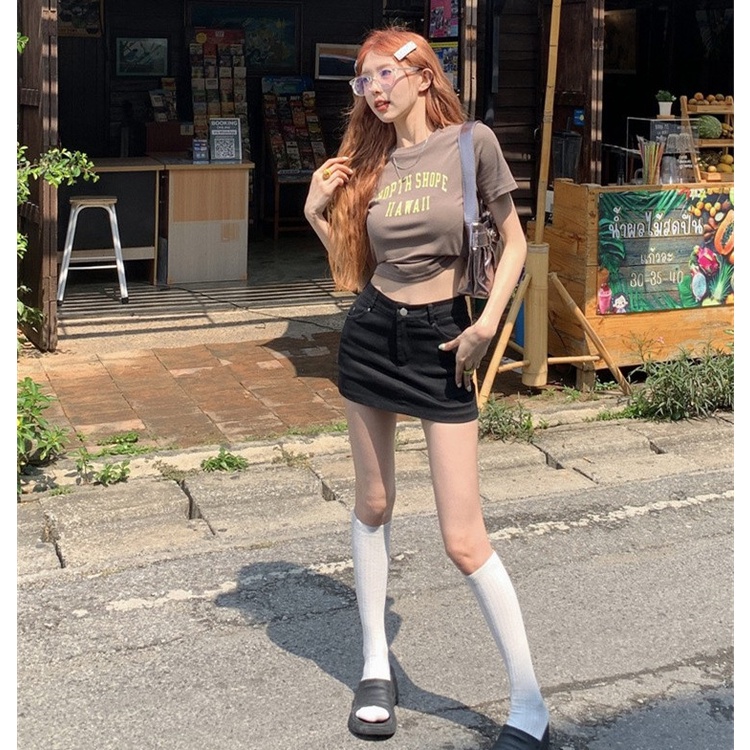 Áo Thun Nữ Ngắn Tay Cổ Tròn In Chữ Thời Trang