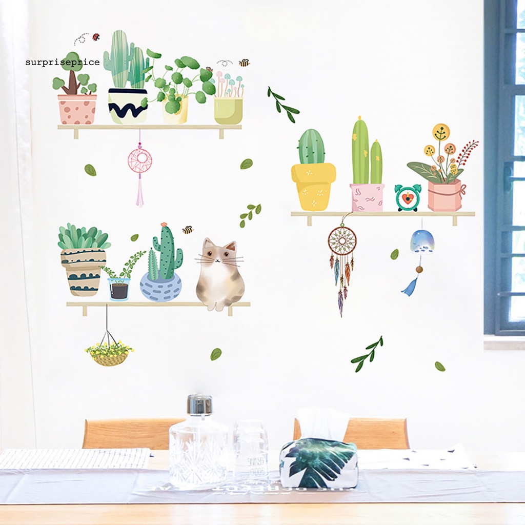 Set 2 Sticker Dán Tường Họa Tiết Mèo Và Cây Dễ Thương Bắt Mắt