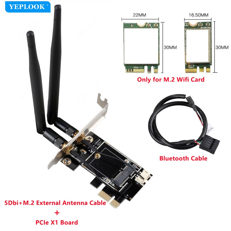 Thẻ chuyển đổi Wifi để bàn M.2 sang PCIe 1x cho thẻ Wifi AX210 AX200 AC9260 8265 8260 7265 7260 1535