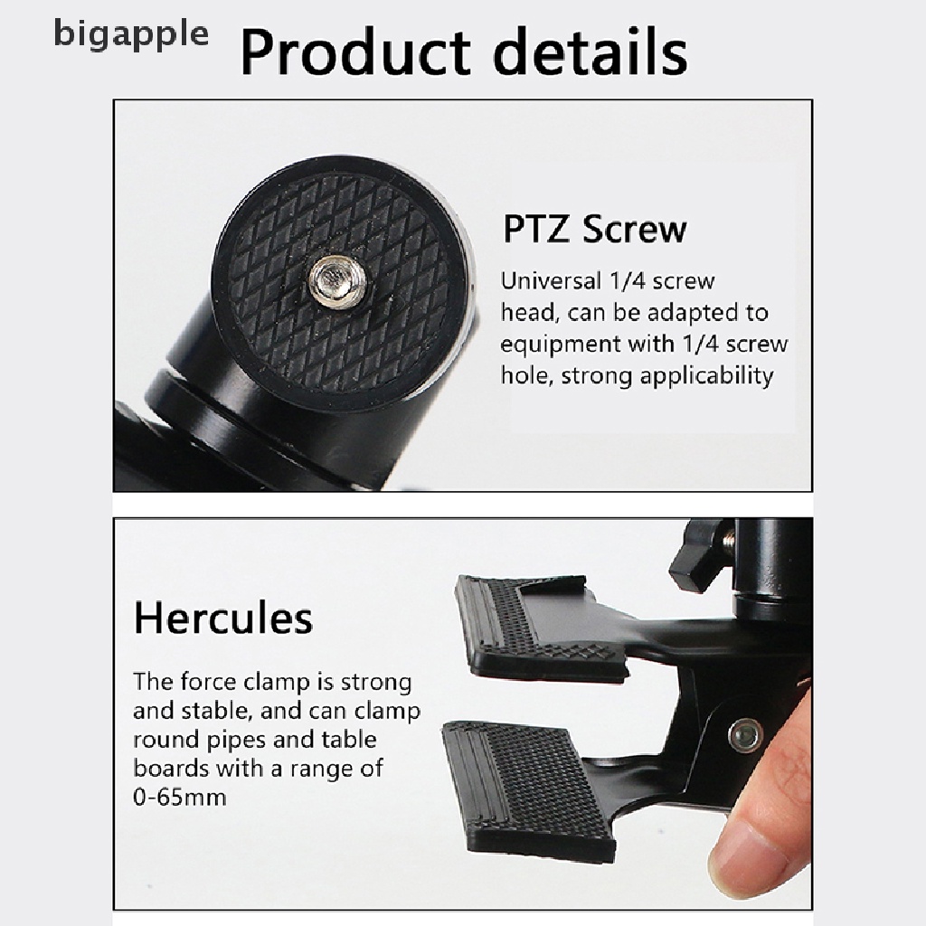 Kẹp Giá Đỡ Ba Chân Bằng Kim Loại Đa Năng Xoay 360 Độ Cho Máy Ảnh / Tripod PTZ DSLR