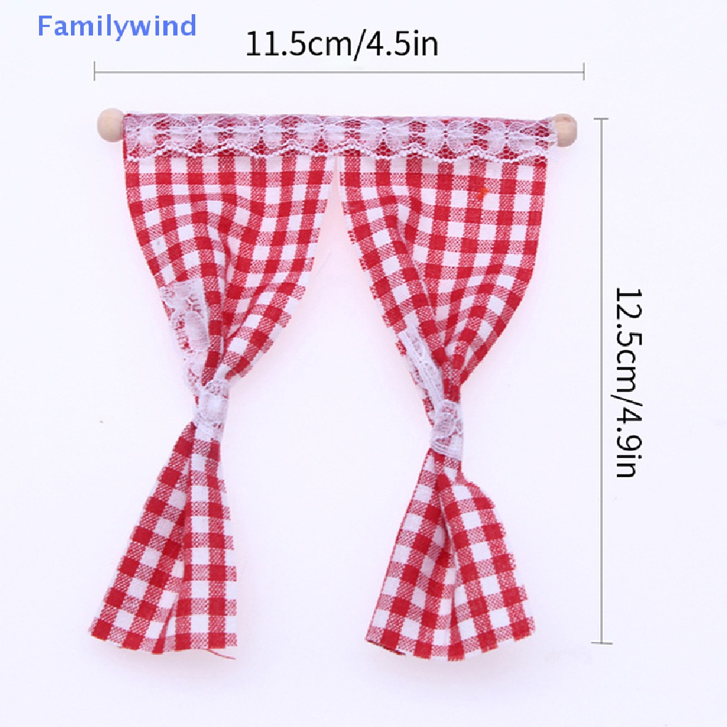 1 Rèm Cửa Ren Họa Tiết Kẻ Ô Dành Cho Nhà Búp Bê 1: 12