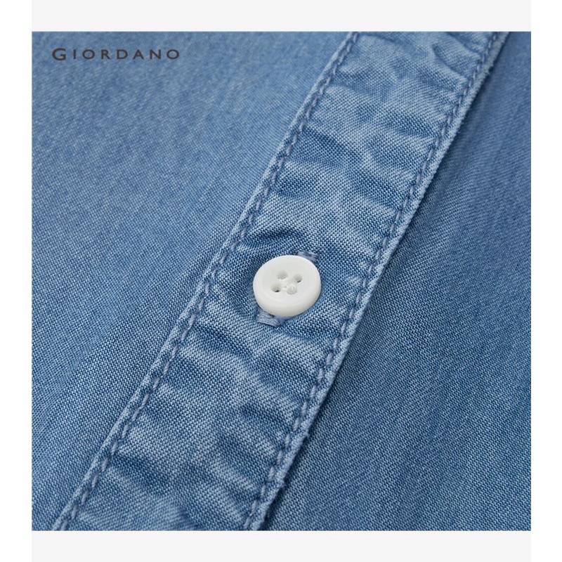 Áo sơ mi GIORDANO 05343107 vải denim tencel nhẹ tay dài dành cho nữ