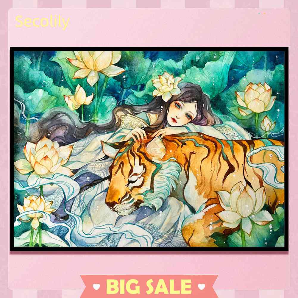 Toàn Bộ Bộ Tranh Thêu Chữ Thập 11CT DIY Hình Ao Và Hổ Đẹp Mắt