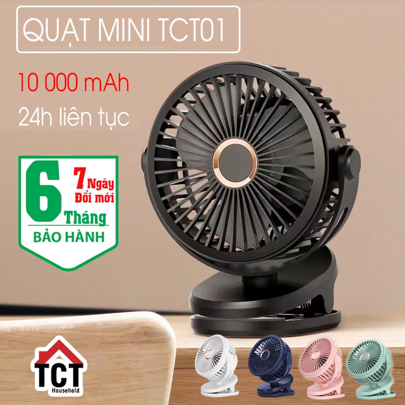 Quạt Mini | Quạt Kẹp Bàn Tích Điện Xoay 720 Tiện Lợi Pin Sử Dụng 4-6 Tiếng, Bảo Hành Lỗi 1 Đổi 1