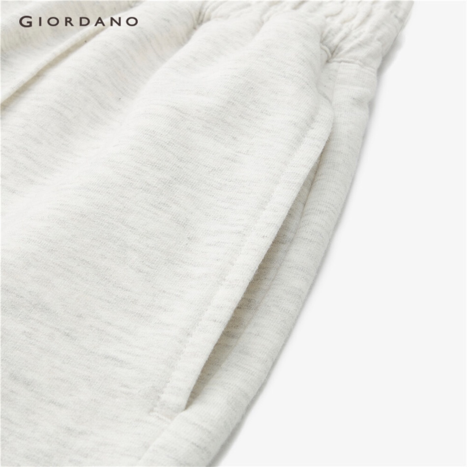 Giordano quần đùi nữ vải thun cotton 100% cạp co giãn hình thêu chữ cái phong cách giản dị dệt kim 05403455
