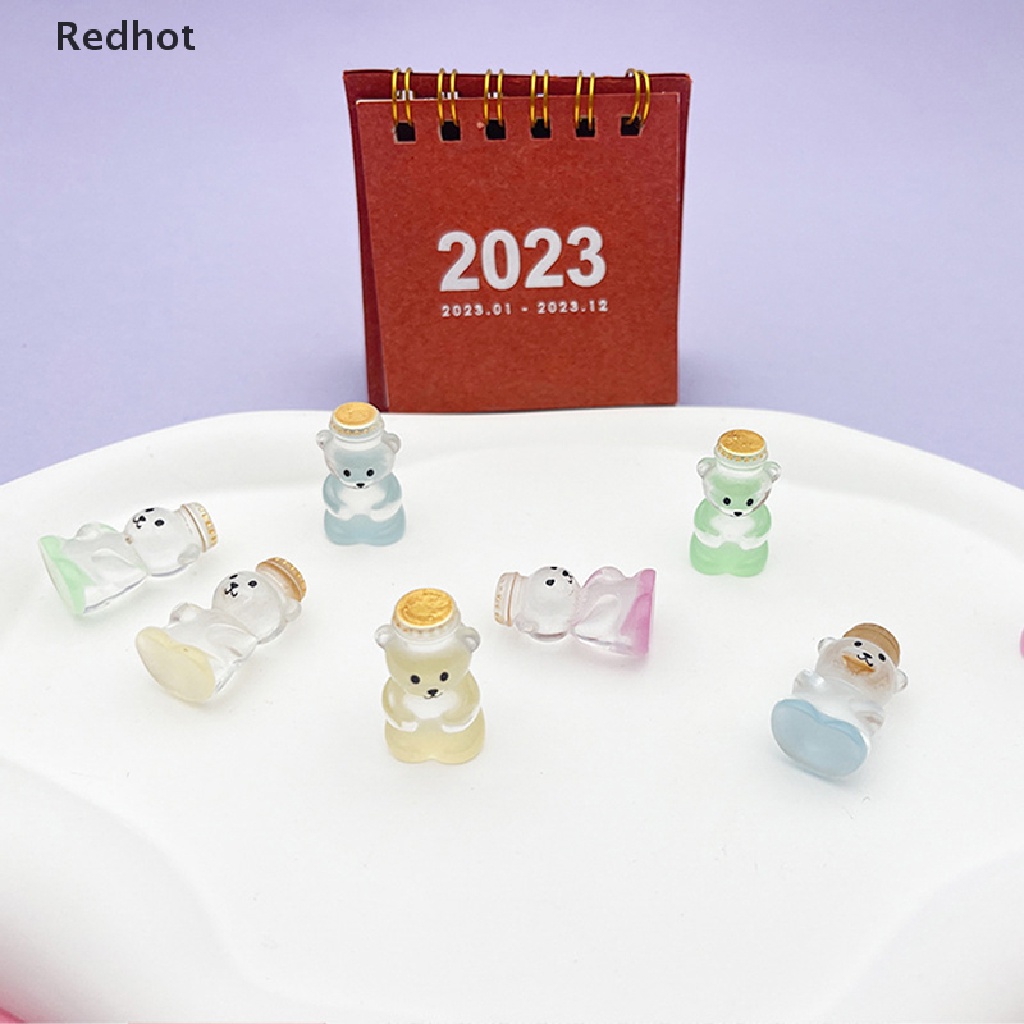 &lt; Redhot &gt; Bộ 5 Gấu Dạ Quang Trong Suốt Bằng Nhựa Resin Trang Trí Nhà Cửa / Xe Hơi Dễ Thương