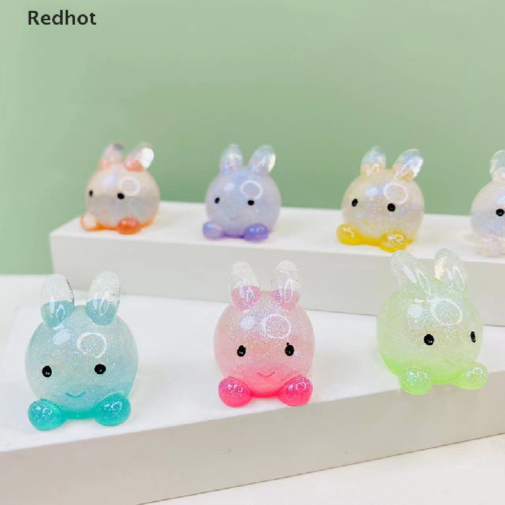 &lt; Redhot &gt; Bộ 2 Đồ trang trí Thỏ Dạ Quang Bằng Nhựa Resin Dễ Thương Trang Trí Tiểu Cảnh