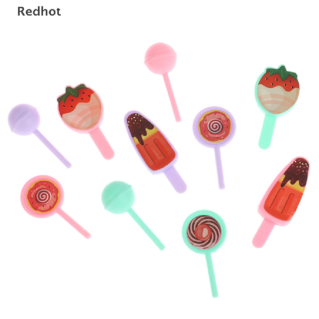 &lt; Redhot &gt; Bộ 10 Món Đồ Chơi Búp Bê Kẹo Mút Tráng Miệng Dễ Thương