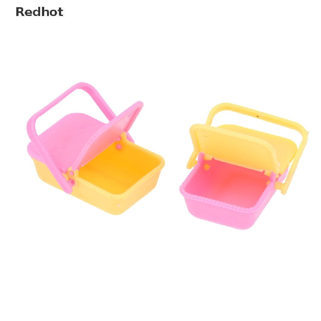 Bộ 2 Giỏ Mua Sắm Mini Bằng Nhựa 1: 12 Màu Sắc Ngẫu Nhiên Trang Trí Nhà Búp Bê