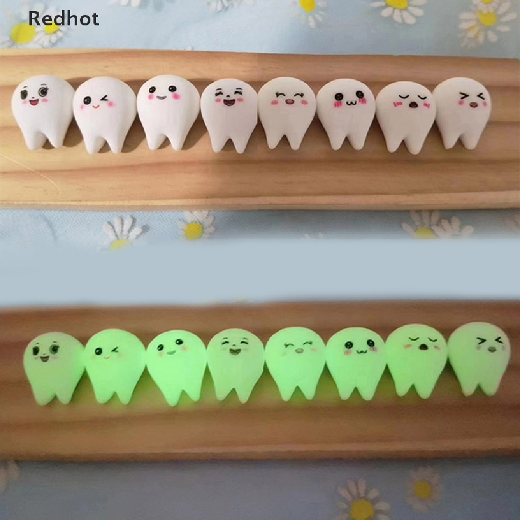 &lt; Redhot &gt; Bộ 5 Răng Nhựa Phát Sáng Trong Bóng Tối Mini Trang Trí Tiểu Cảnh