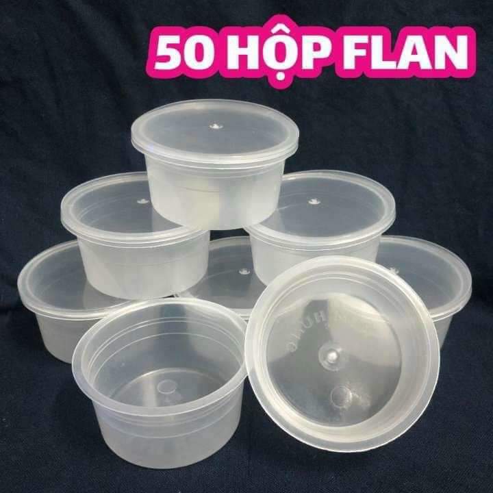 Bộ 10 - 20 - 50 Hộp nhựa làm caramen hình tròn có nắp size lớn 100 ml Việt Nhật, Hộp làm bánh flan, sữa chua