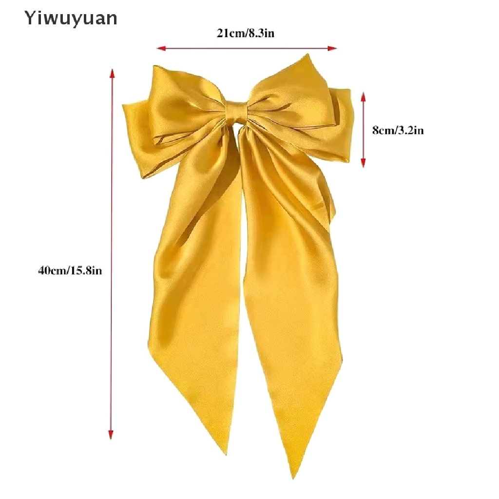 < Yiwuyuan > Kẹp Tóc Đính Nơ Ruy Băng Màu Trơn Đơn Giản Thời Trang Retro Cho Nữ