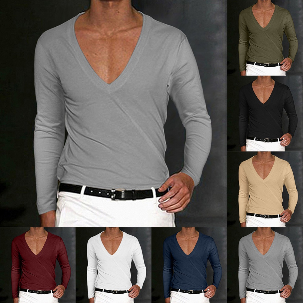 Áo Thun DàI Tay Cổ Chữ V KhoéT Sâu Cho Nam