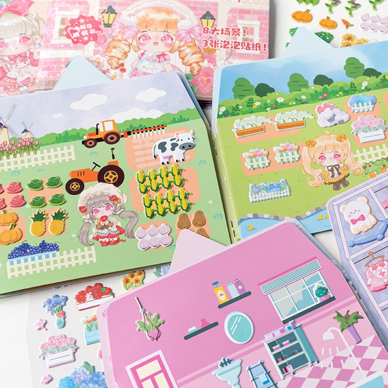 1 Sách Dán Hình Hoạt Hình Bằng Cotton Cho Bé Tập Trung