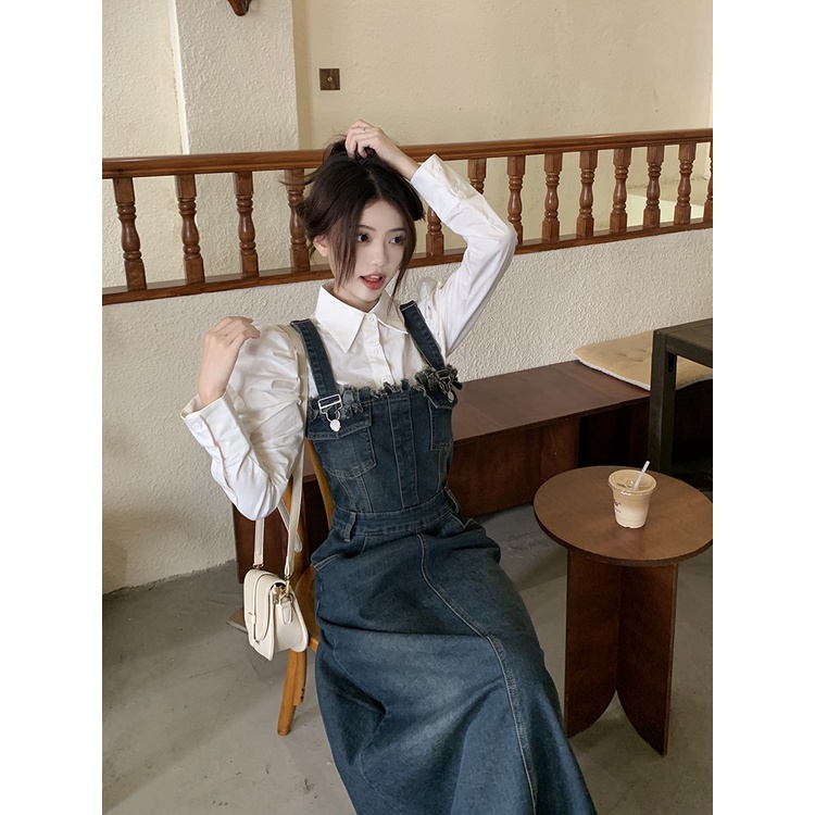 VÁY YẾM JEAN DENIM PHONG CÁCH RETRO TREND 2023 DÁNG SUÔNG