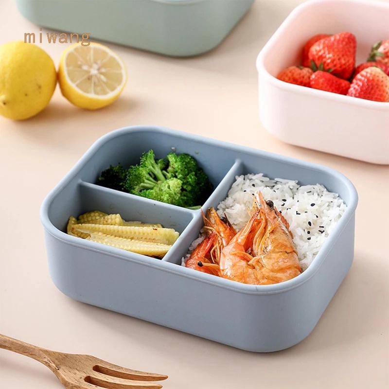 Hộp cơm 3 Ngăn Bằng Silicone Tái Sử Dụng Được Cho Người Lớn Và Trẻ Em