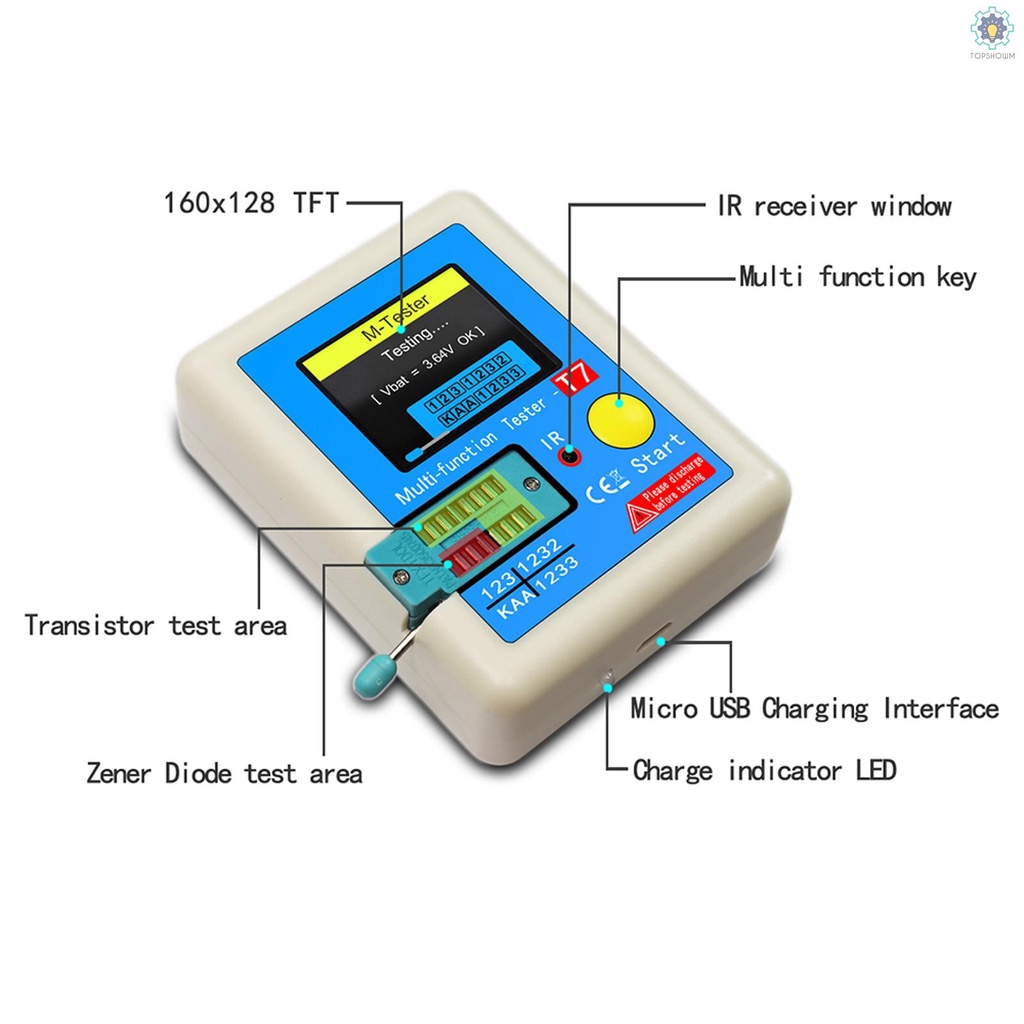 Thiết Bị Kiểm Tra Bóng Bán Dẫn Đa Năng LCR-T7 Màn Hình Hiển Thị Màu Sắc Dành Cho Diode Triode Tụ Điện LCR NPN PNP MOSFET