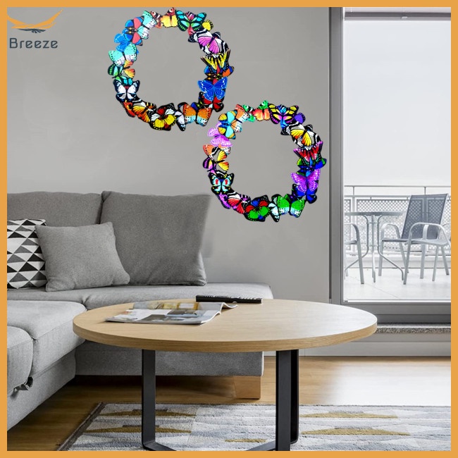 Set 2 Phụ Kiện Treo Tường Trang Trí Hình Bướm Nhiều Màu Nghệ Thuật