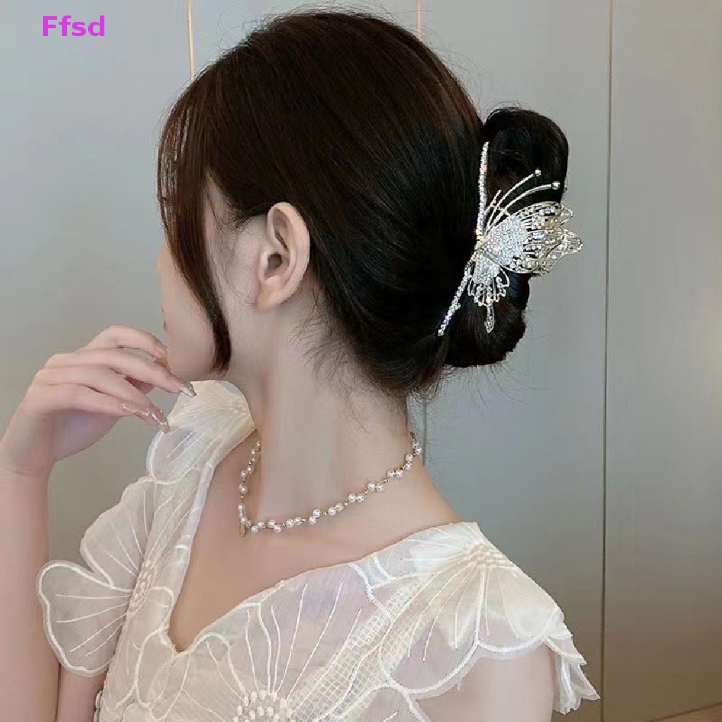 Kẹp Tóc Bướm / Cá Mập Đính Đá Phong Cách Retro Thời Trang Cho Nữ