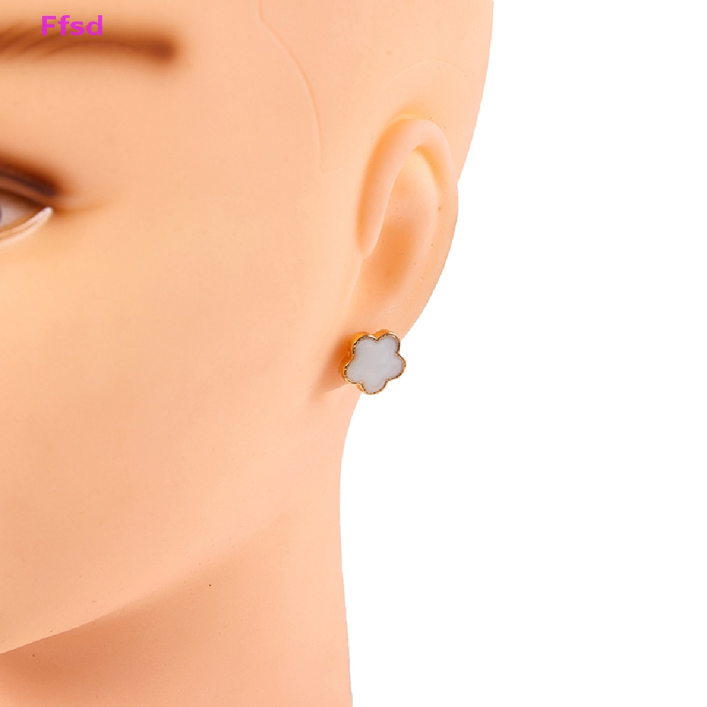 1 Đôi Bông Tai Hợp Kim Hình Bông Hoa Màu Trắng Thanh Lịch Thời Trang Cho Nữ