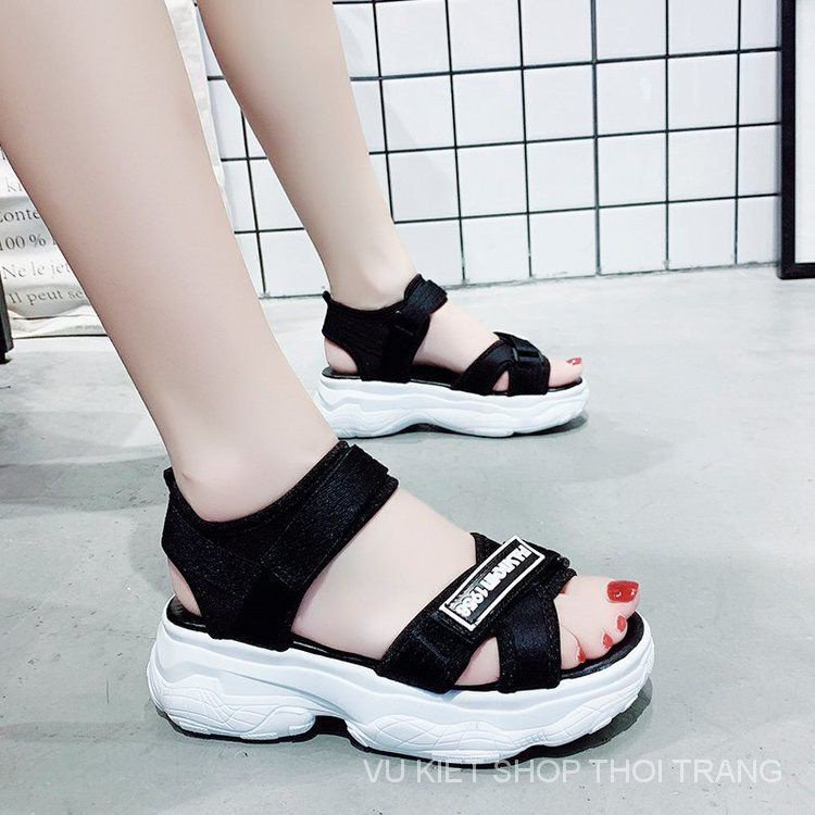 Giày Sandal Đế Dày Quai Dán Thời Trang Mùa Hè 2023 Phong Cách Mới Cho Nữ