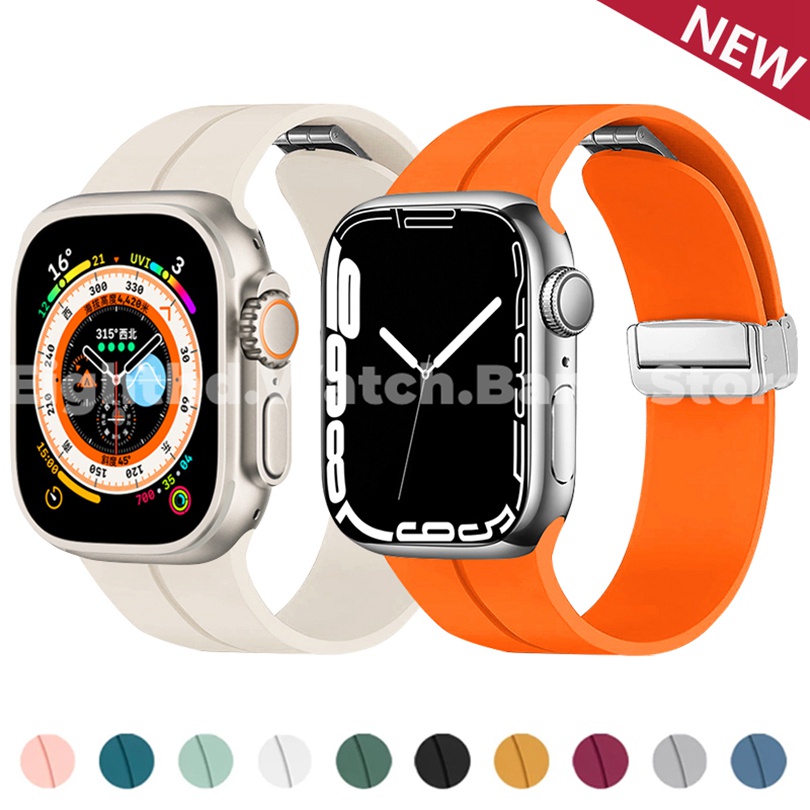 Vòng Khóa Nam Châm Màu Bạc Cho Đồng Hồ Thông Minh Series Ultra 8 7 6 SE 5 4 3 2 1 Size 49mm 41mm 45mm 44mm 42mm 40mm 38mm