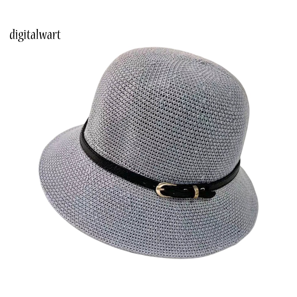 Kỹ Thuật Số| Mũ Bucket Dệt Kim Bằng Da Nhân Tạo Có Khóa Cài Thời Trang Đi Biển Mùa Hè Cho Bạn Gái