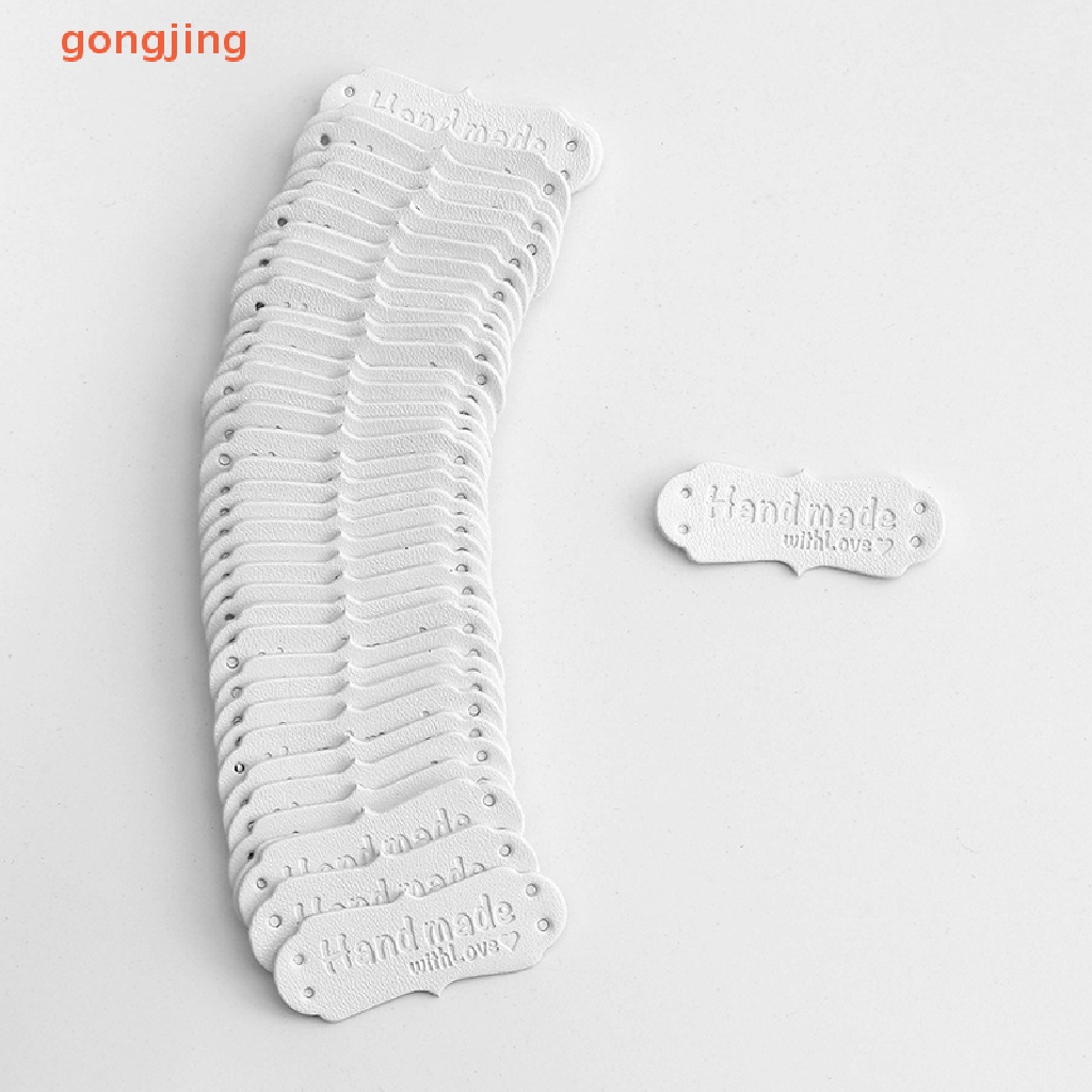 Set 50 Thẻ Tag Da PU In Chữ Handmade With Love Dùng Để May Vá DIY