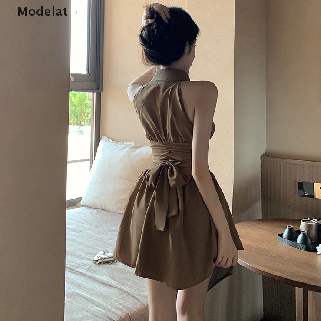 Mfc Đầm Ngắn Không Tay Màu Trơn Thời Trang Mùa Hè Quyến Rũ Cho Nữ