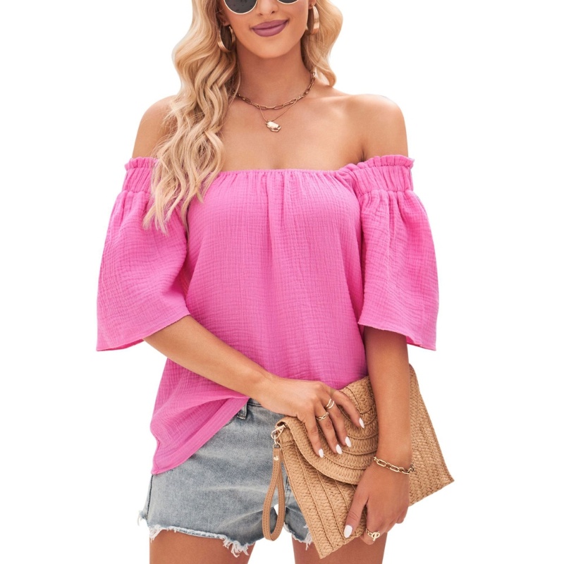 Áo Kiểu Cổ Vuông Tay Lỡ Dáng Rộng Màu Trơn Thời Trang Mùa Hè Dành Cho Nữ