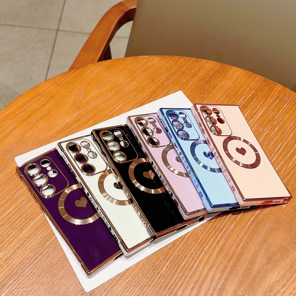 Ốp Điện Thoại Silicon Mạ Điện Hình Trái Tim Cho Samsung Galaxy S23 S22 Ultra Samsung S23 S22