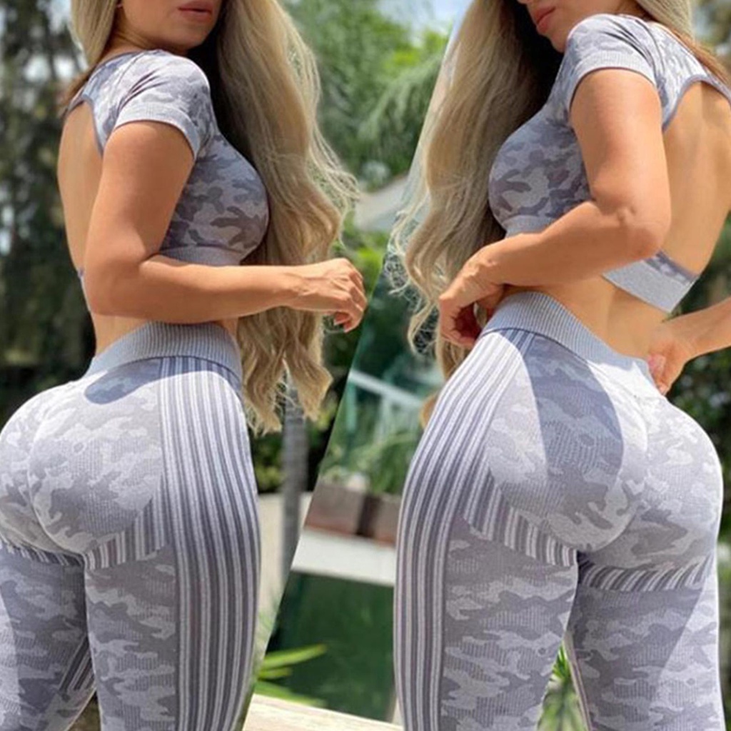 Bộ Đồ Thể Thao 2 Mảnh Thấm Hút Mồ Hôi Lưng Cao Cho Nữ