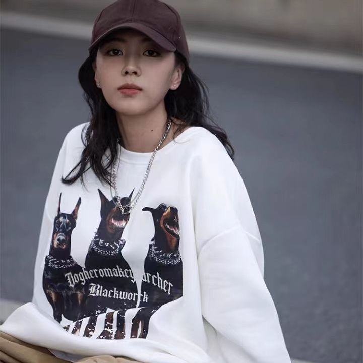 Áo Sweater In Hình Doberman Thời Trang Đường Phố Mỹ Cá Tính